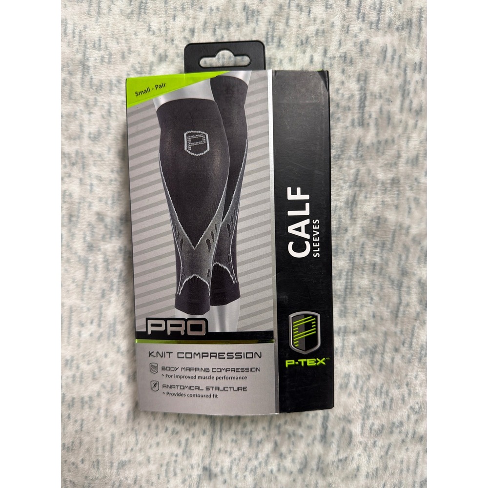 P-TEX PRO‎ Knit Compression Calf Sleeves Black Gray Small P-TEXC500 Pair
